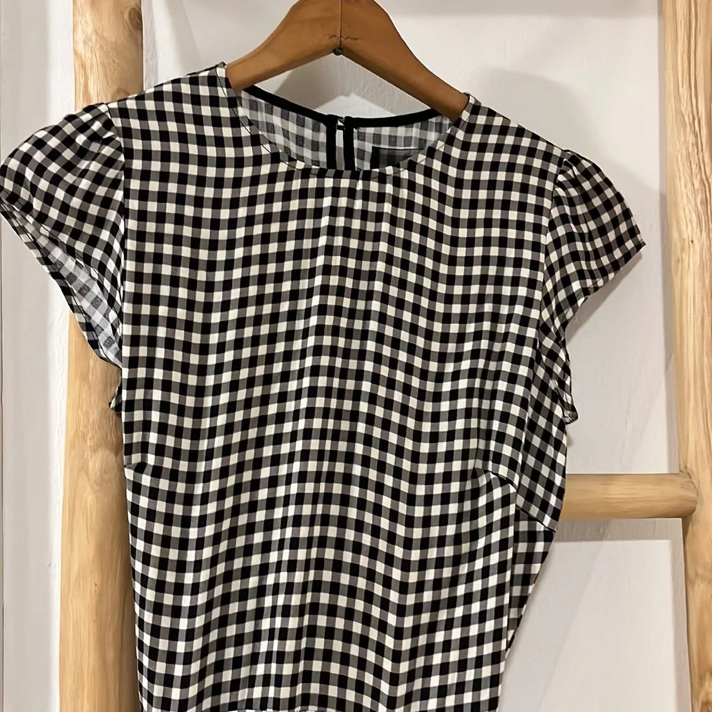 Reformation Black and White Gingham Midi Dress - Picture 2 of 4
